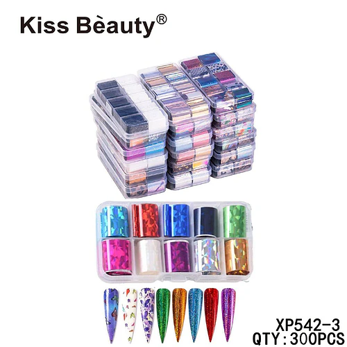 Set de 300 Láminas Adhesivas para Uñas Nail Art Kiss Bèauty - Chuys Beautys | Chuy's Beautys