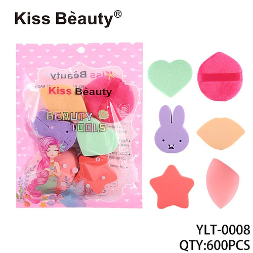 Set de Esponjas y Puffs de Maquillaje Multiforma Kiss Beauty - Chuys Beautys | Chuy's Beautys