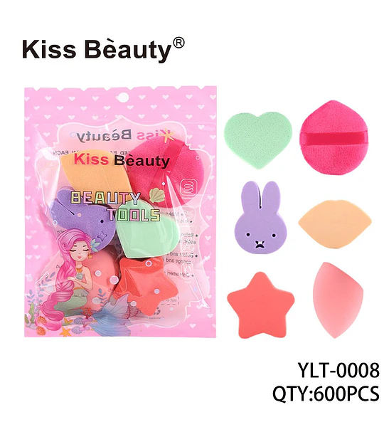 Set de Esponjas y Puffs de Maquillaje Multiforma Kiss Beauty