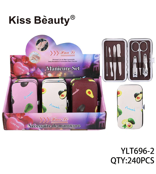 Set de Manicura Compacto Kiss Bèauty con Diseño de Aguacate, 7 Piezas