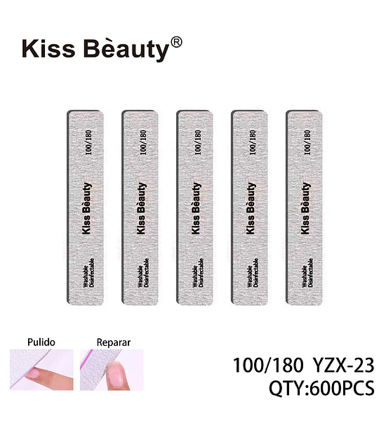 Limas de Uñas Doble Cara Lavables 100/180 Kiss Bèauty