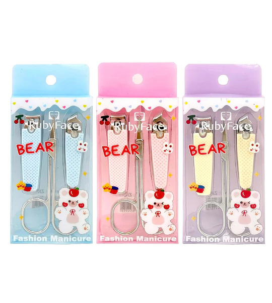 Set de Manicura Infantil RubyFace Diseño Oso Kawaii Colores Pastel