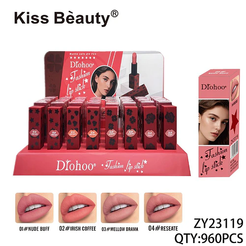Labial Mate Suave Diohoo Fashion Lipstick con 4 Tonos Vibrantes - Chuys Beautys | Chuy's Beautys