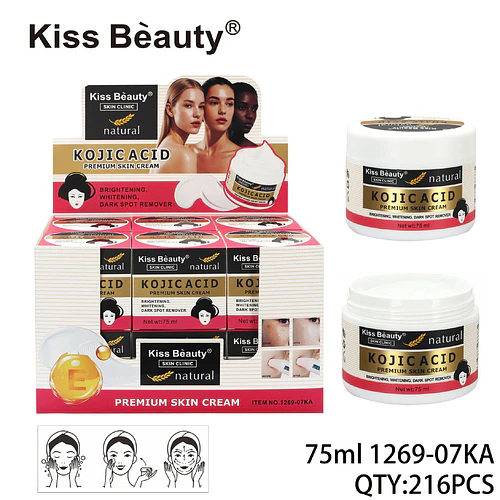 Crema Facial Aclarante y Antimanchas con Ácido Kójico Kiss Beauty 75ml - Chuys Beautys | Chuy's Beautys