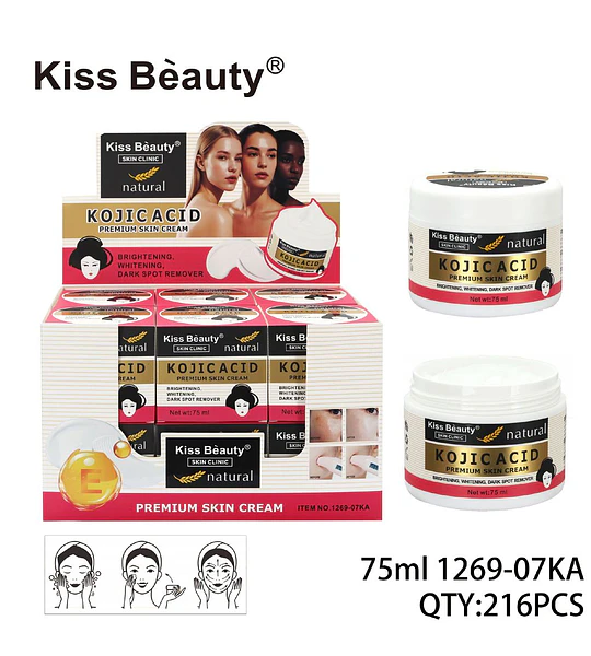 Crema Facial Aclarante y Antimanchas con Ácido Kójico Kiss Beauty 75ml