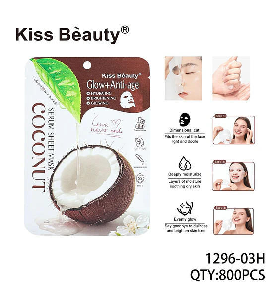 Mascarilla Facial Serum de Coco Kiss Beauty Glow+Anti-age