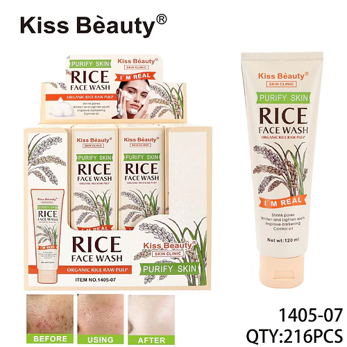 Kiss Beauty Purify Skin Rice Face Wash con Pulpa de Arroz Orgánico - Chuys Beautys | Chuy's Beautys