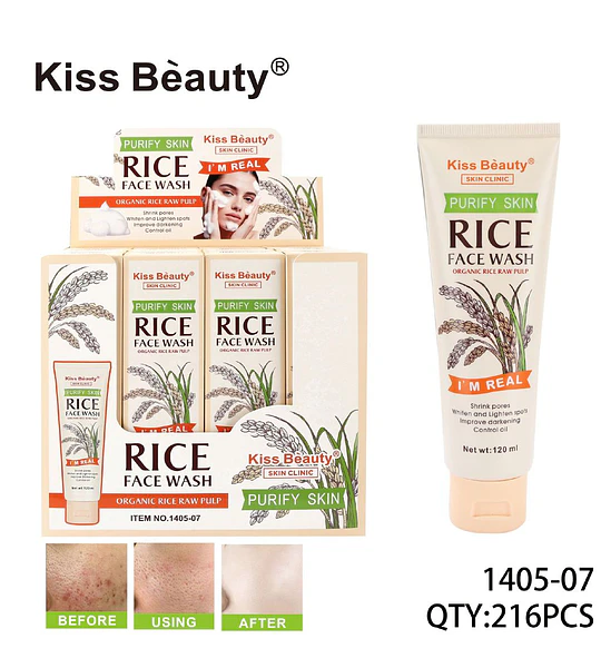 Kiss Beauty Purify Skin Rice Face Wash con Pulpa de Arroz Orgánico