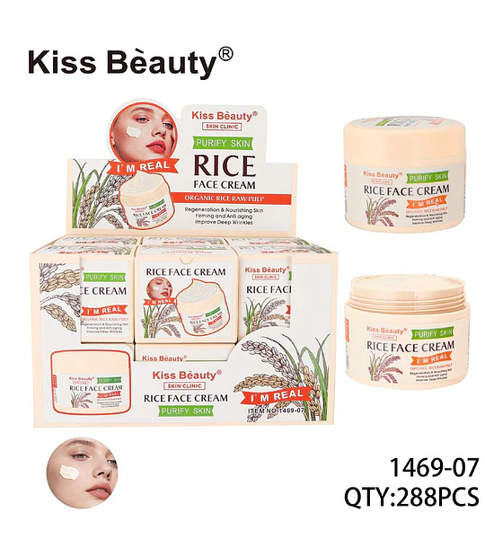 Crema Facial Purificante de Arroz Orgánico Kiss Bèauty® para Regeneración y Antienvejecimiento