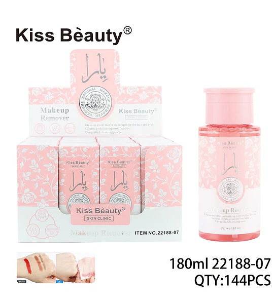 Desmaquillante líquido facial Kiss Beauty con perfume natural y efecto suavizante