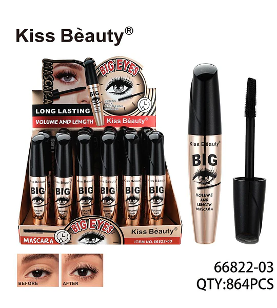 Mascara de Pestañas Kiss Bèauty Big Eyes Volumen y Longitud Duradera