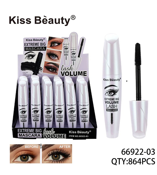 Máscara de Pestañas Kiss Beauty Extreme Big Volume Alargadora y Rizadora