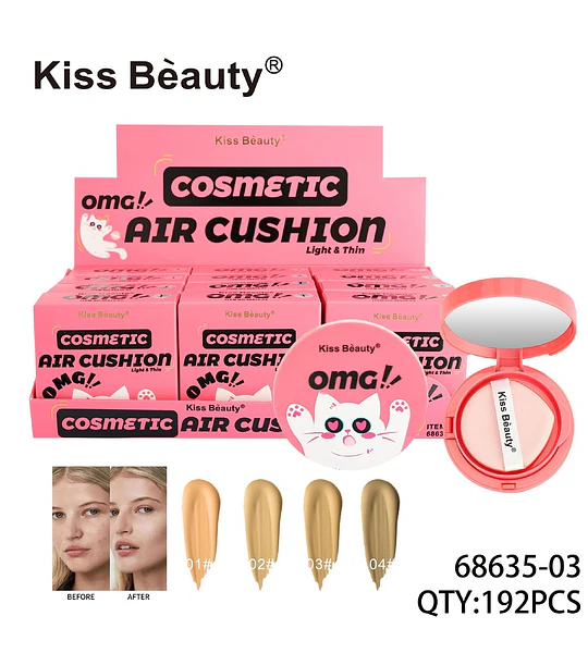 Cojín de Aire Cosmético Ligero Kiss Beauty OMG! con Espejo