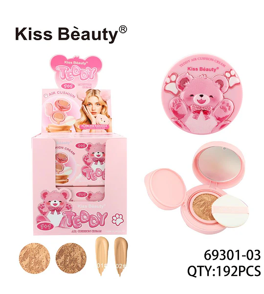 Base de Maquillaje en Cojín Kiss Beauty Teddy Air Cushion con Espejo