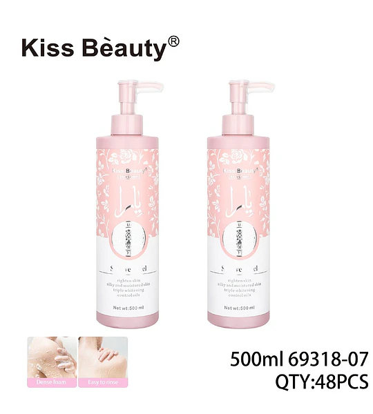 Gel de Ducha Kiss Beauty para Piel Sedosa Hidratada y Blanqueamiento Triple 500ml