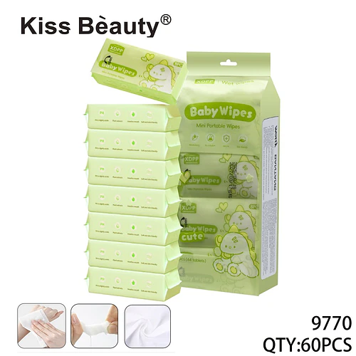 Toallitas Húmedas Portátiles Baby Wipes Suaves Kiss Beauty 60 Unidades - Chuys Beautys | Chuy's Beautys