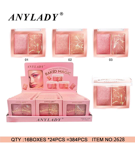 Paleta de Rubor Horno Mágico AnyLady con Dos Tonos Brillantes
