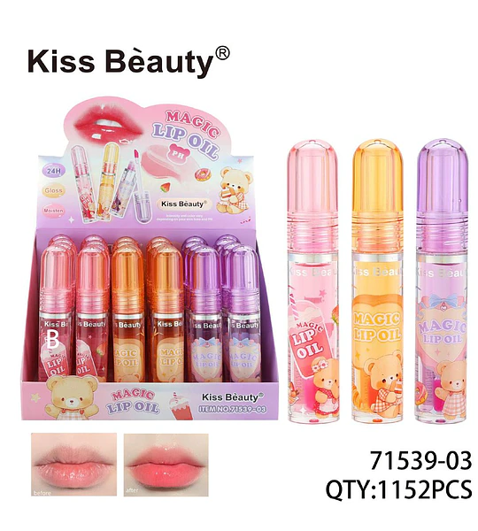 Aceite Labial Mágico Kiss Beauty con efecto pH y brillo 24H