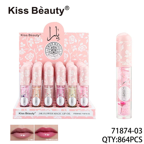 Aceite Labial Mágico 24K Flower Kiss Beauty que cambia de color - Chuys Beautys | Chuy's Beautys