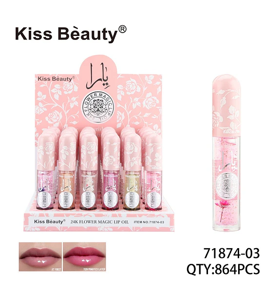 Aceite Labial Mágico 24K Flower Kiss Beauty que cambia de color