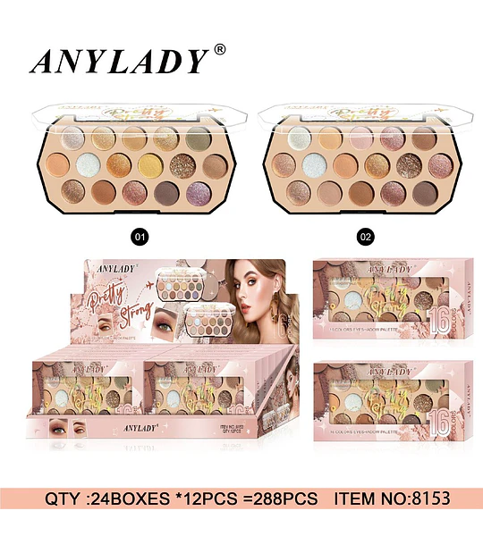 Paleta de Sombras ANYLADY Pretty Strong de 16 Colores Variados