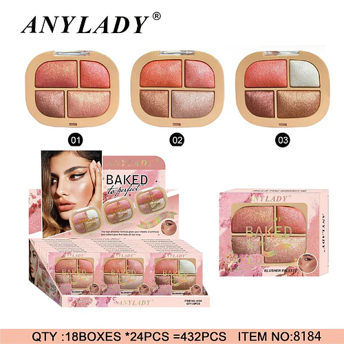Paleta de Rubor e Iluminador Horneado de Larga Duración ANYLADY - Chuys Beautys | Chuy's Beautys