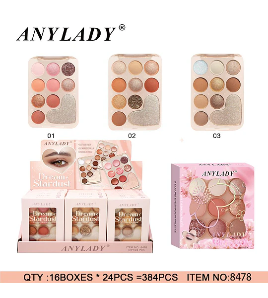 Paleta de Sombras ANYLADY Dream Stardust con 9 Tonos Brillantes y Mate