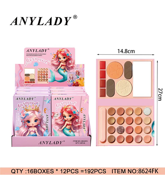 Paleta de maquillaje todo en uno ANYLADY Mermaid con sombras, rubor e iluminador
