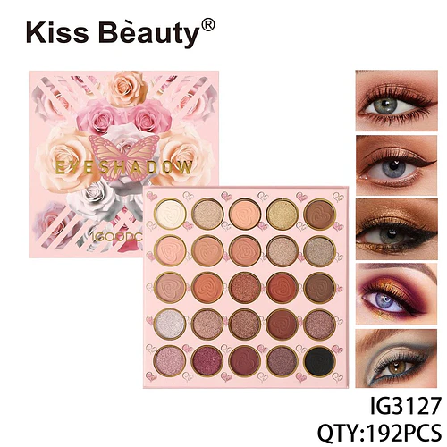Paleta de Sombras de Ojos Kiss Bèauty con 25 Tonos Rosas y Neutros - Chuys Beautys | Chuy's Beautys