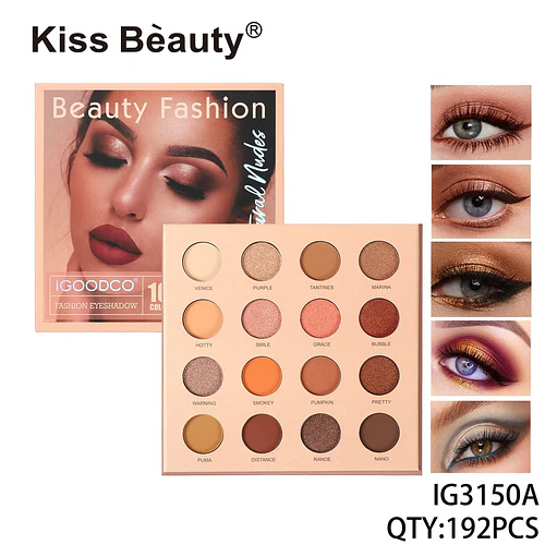 Paleta de Sombras de Ojos Kiss Beauty 16 Tonos Nudes Naturales - Chuys Beautys | Chuy's Beautys