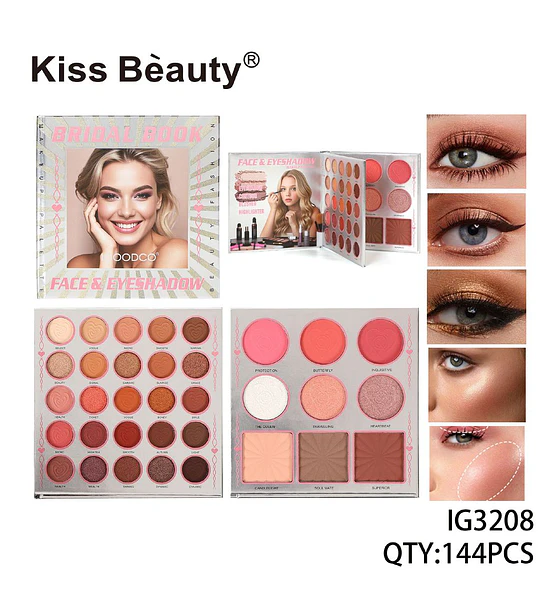 Paleta de Maquillaje Completa Kiss Beauty Bridal Book Rostro y Ojos