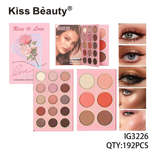 Paleta de Maquillaje Completa Tonos Rosa y Nude Kiss Bèauty para Ojos y Rostro - Chuys Beautys | Chuy's Beautys