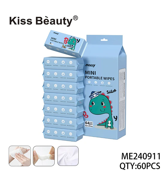Toallitas Húmedas Portátiles Kiss Beauty con Extractos de Plantas y pH Balanceado