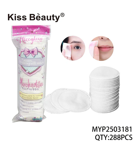 Discos de Algodón Desmaquillantes Multiusos Kiss Bèauty para Cuidado Facial