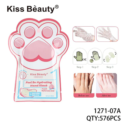 Mascarilla hidratante para manos Kiss Bèauty con durazno y ácido hialurónico - Chuys Beautys | Chuy's Beautys