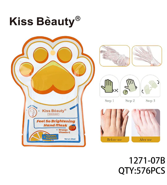 Mascarilla de Manos Iluminadora con Naranja y Vitamina C Kiss Beauty