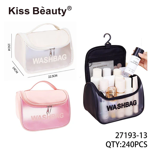 Neceser Organizador Transparente con Asa Kiss Beauty - Chuys Beautys | Chuy's Beautys