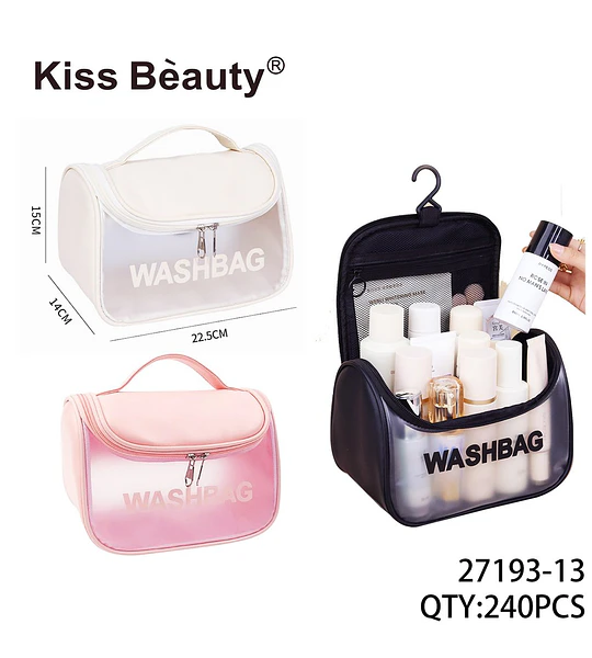 Neceser Organizador Transparente con Asa Kiss Beauty