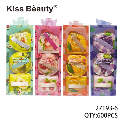 Set de 3 Esponjas de Maquillaje Profesionales con Diseño Frutal Kiss Beauty - Chuys Beautys | Chuy's Beautys