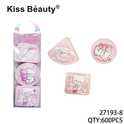 Set de esponjas de maquillaje suaves con diseños de personajes Kiss Bèauty - Chuys Beautys | Chuy's Beautys