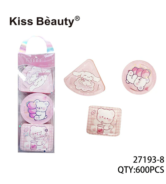 Set de esponjas de maquillaje suaves con diseños de personajes Kiss Bèauty
