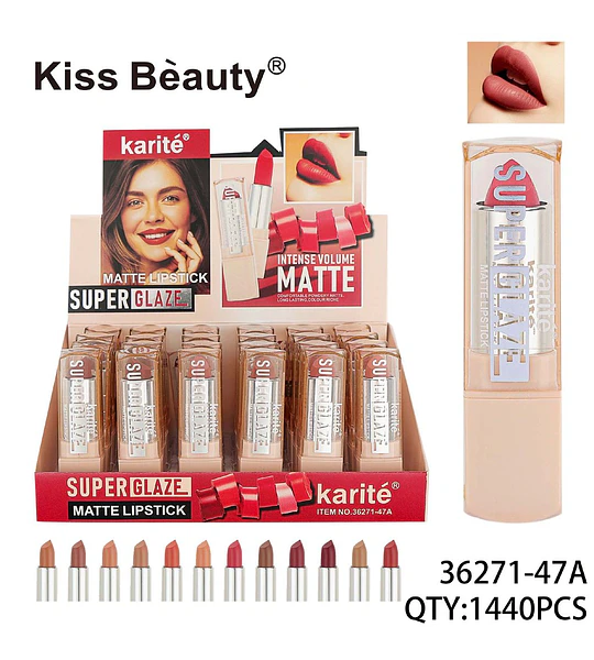 Labial Matte Super Glaze Karité de Larga Duración y Volumen Intenso