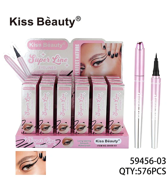 Eyeliner líquido Kiss Beauty Super Line de larga duración y resistente al agua