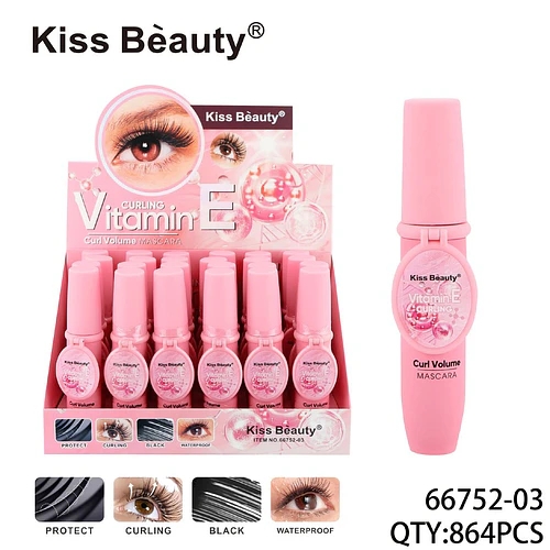 Máscara de Pestañas Kiss Bèauty Vitamin E Curling y Volumen Negro - Chuys Beautys | Chuy's Beautys