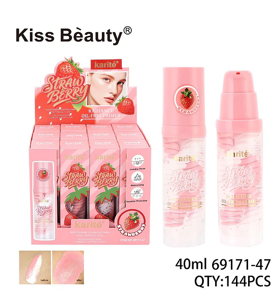 Primer facial Karité Strawberry Radiance Oil-Free para un acabado suave