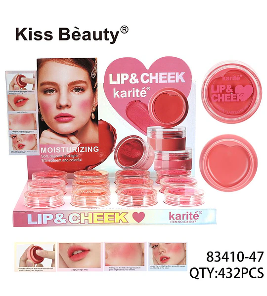 Bálsamo Labial y Rubor Cremoso Karité Kiss Beauty Hidratante Tono Duradero
