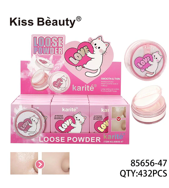 Polvo Suelto Control Grasa Waterproof Karité Kiss Beauty