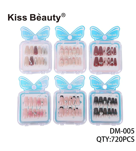 Uñas Postizas Decoradas Variadas con Adhesivo Kiss Bèauty DM-005