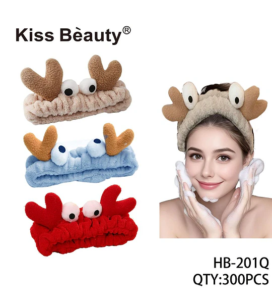 Diadema de felpa Kiss Bèauty para skincare con diseño de cangrejo