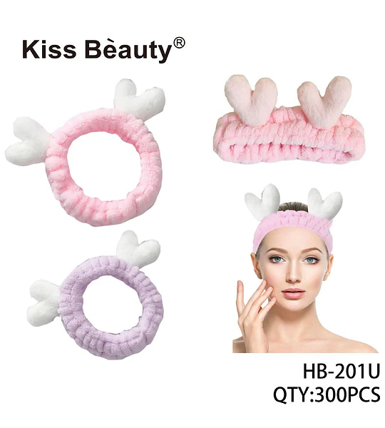 Cinta para Cabello y Scrunchies de Felpa con Diseño de Astas Kiss Bèauty